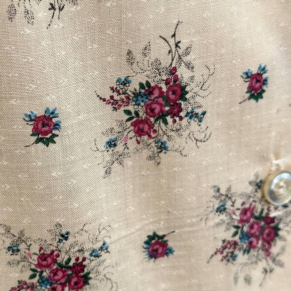 Vintage 70s Land n Sea Prairie Cottage Western Floral lace cream blouse Small 34 - Picture 9 of 12